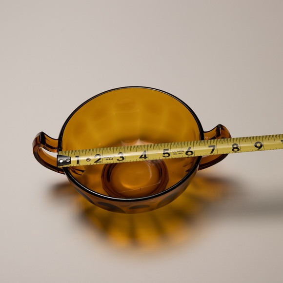 Vintage Oversized Amber Glass Double Handle Bowl/Cup - Picture 5 of 8